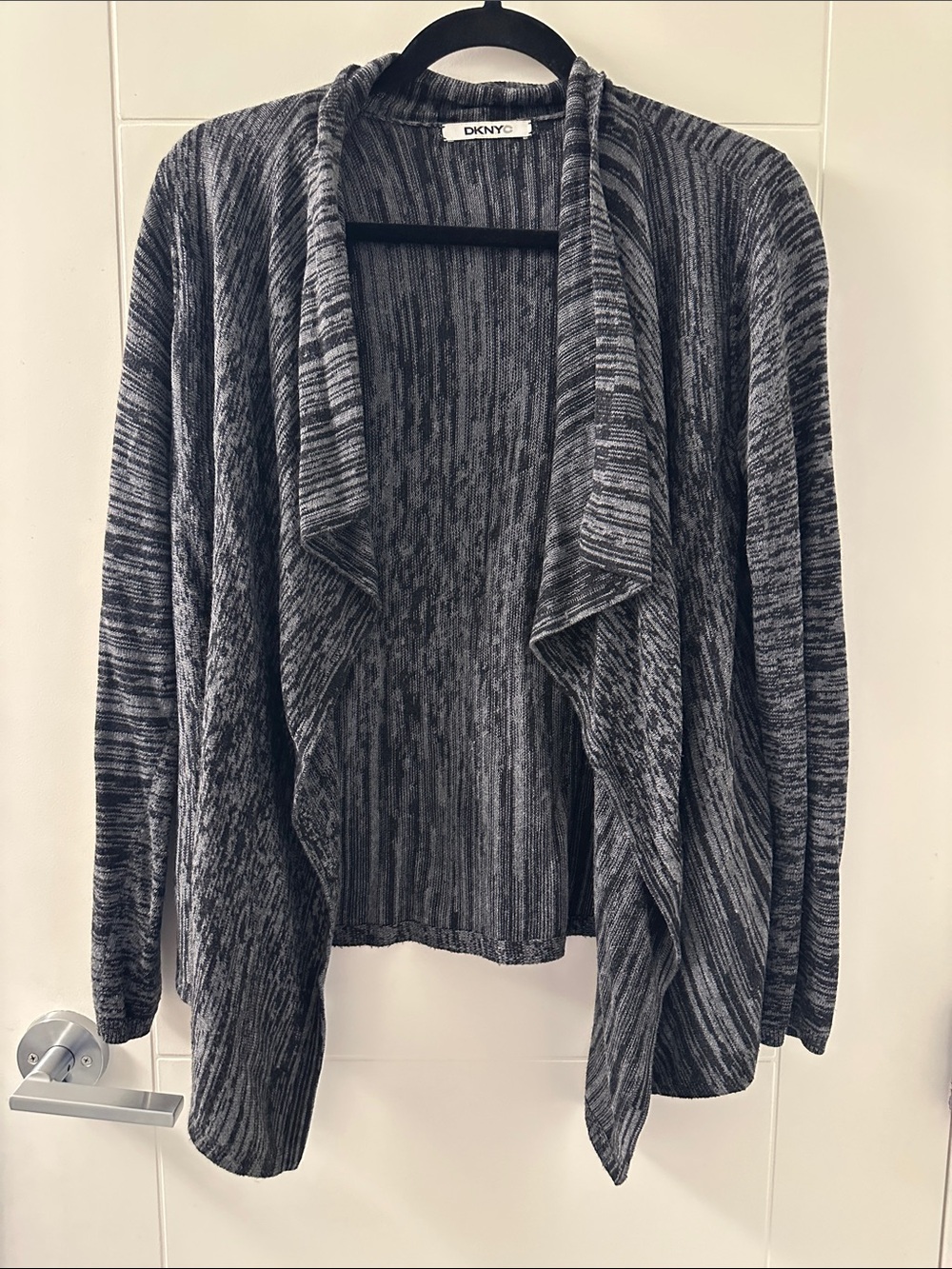 DKNY Gray Marled Draped Open-Front Cardigan (item 96)